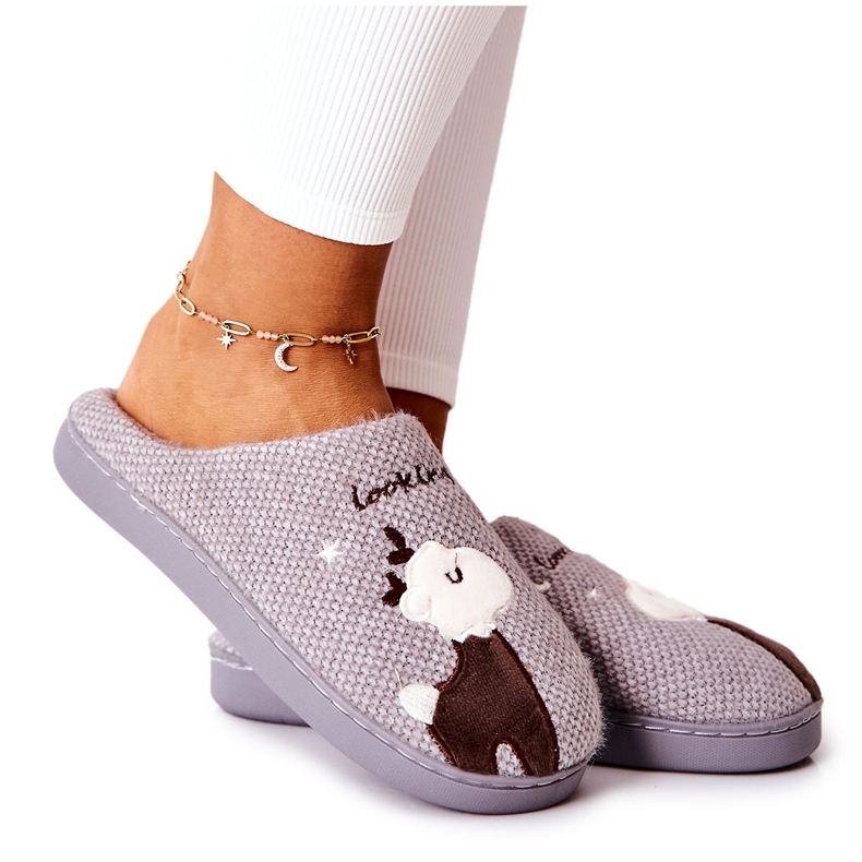 WJ1 Tople papuče Reindeer Grey Jilly smeđa siva