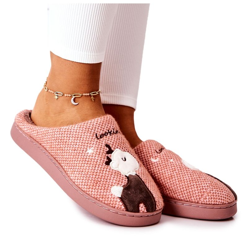 WJ1 Tople papuče Reindeer Tamno ružičaste Jilly smeđa ružičasta