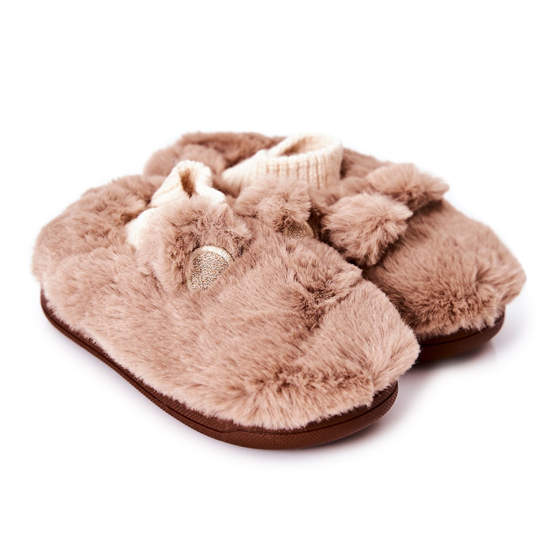 WJ1 Tople papuče s rebrastim smeđim Dessi bež smeđa