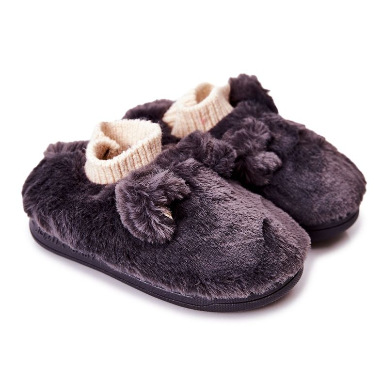 Tople papuče s rebrastim tamno sivim Dessi siva