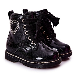 WT1 Dječje lakirane sjajne crne čizme crna