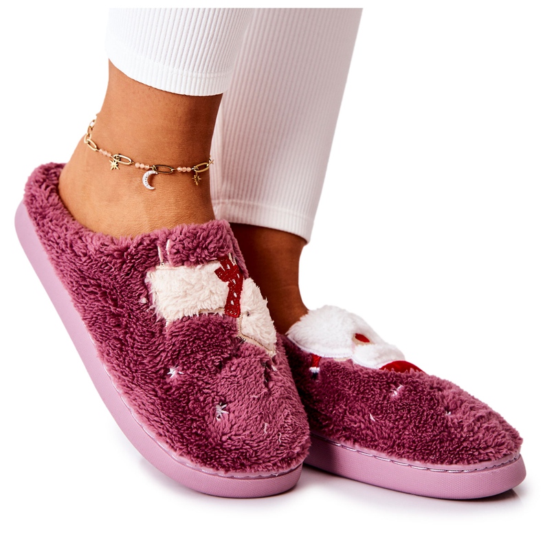 WJ1 Božićne papuče Djed Mraz i ljubičasti sobovi ljubičasta