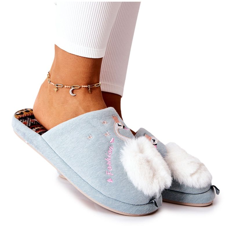 Tople papuče Blue Rey's swan plava