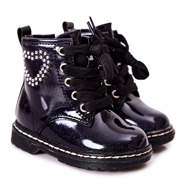 WT1 Dječje lakirane čizme Shiny Navy Blue mornarsko plava