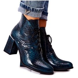 PA2 Ženske kožne čizme na petu zelene Neliko zelena