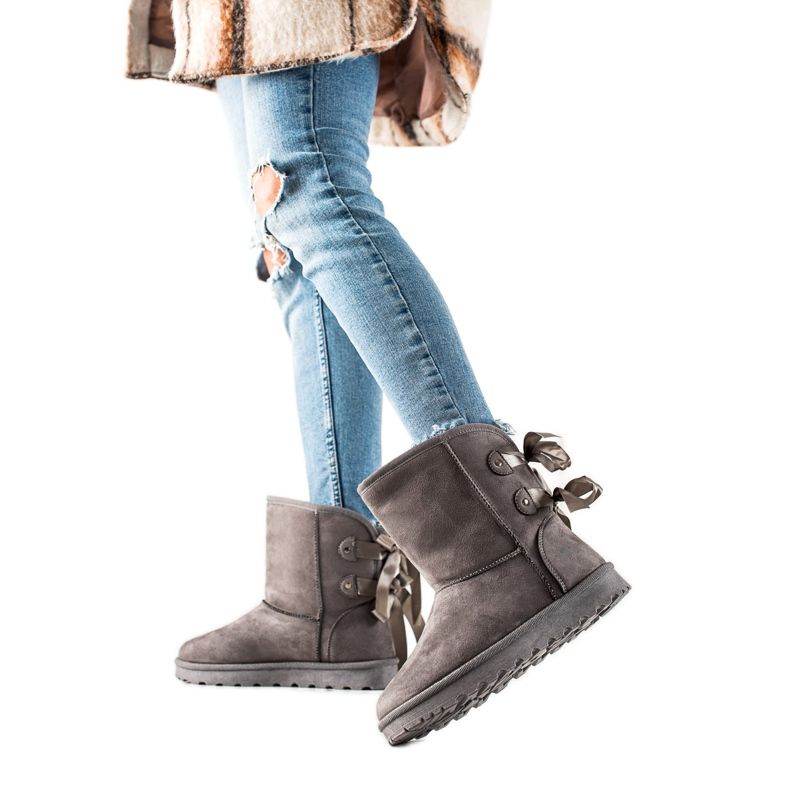 TRENDI Mukluki s mašnom siva