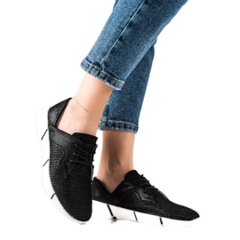 Evento Crne kožne cipele s vezanjem crna