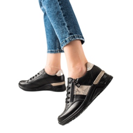 Evento Kožne tenisice s ukrasnim patentnim zatvaračem bež crna