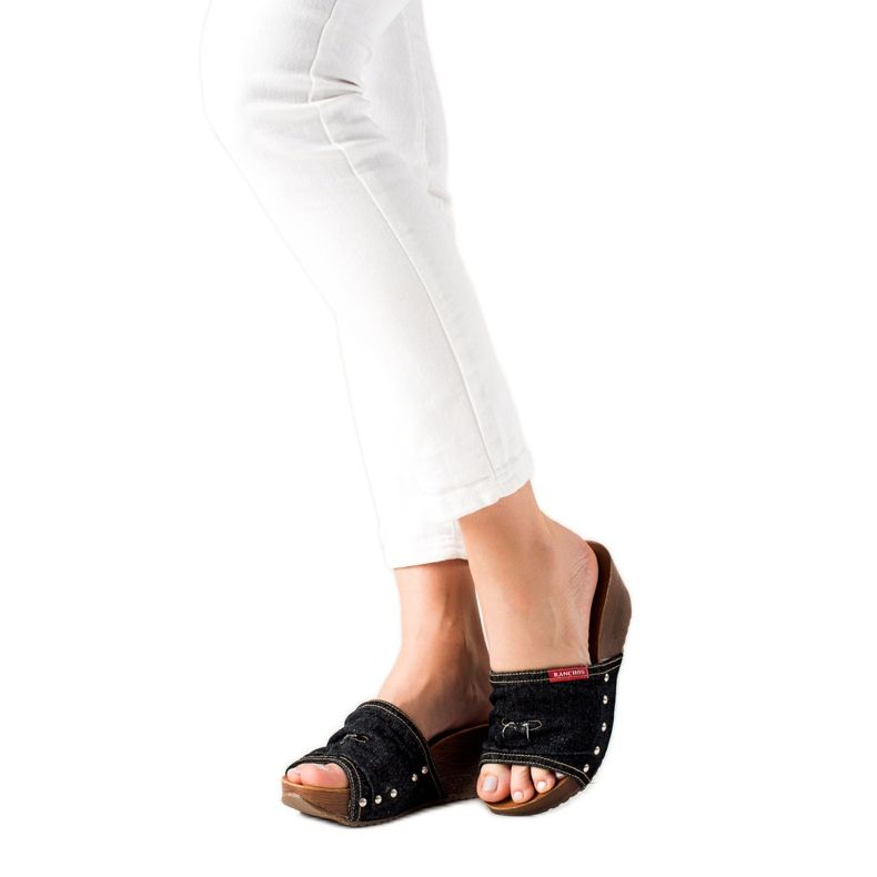 M.Daszyński Sandale na klin crno