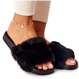 PH1 Oblikovane gumene papuče s crnim emmy krznom crna