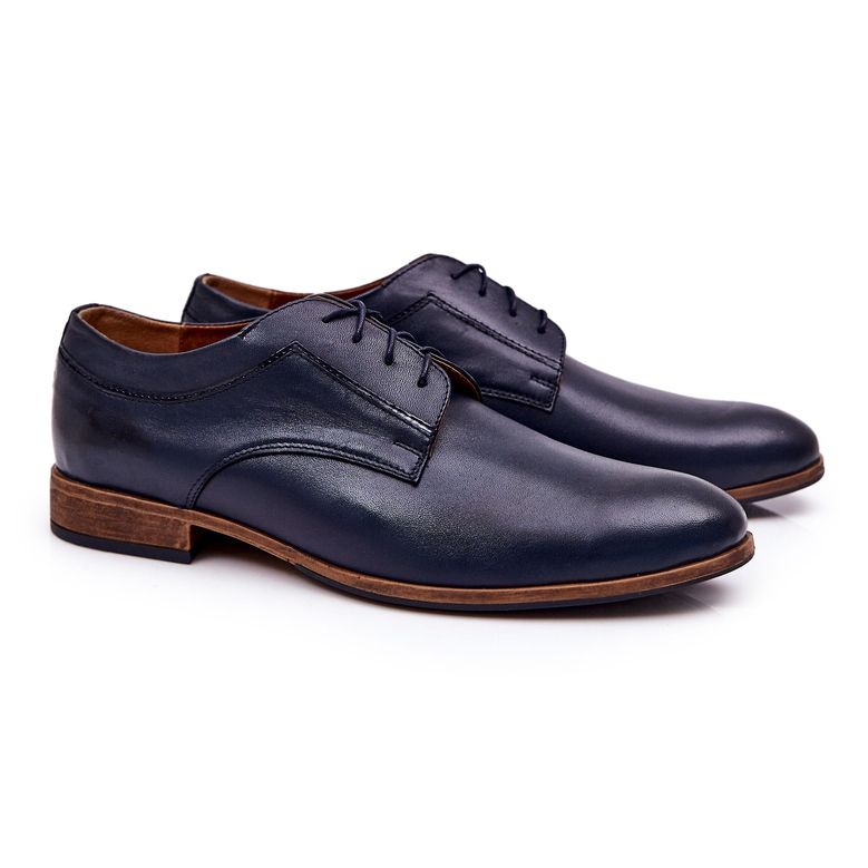 Bednarek Polish Shoes Elegantne kožne cipele Bednarek 684 Mornarsko plave plava