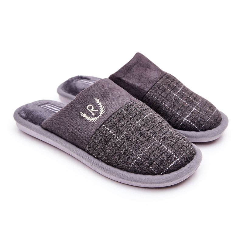 WJ1 Tople sive Blase karirane papuče siva