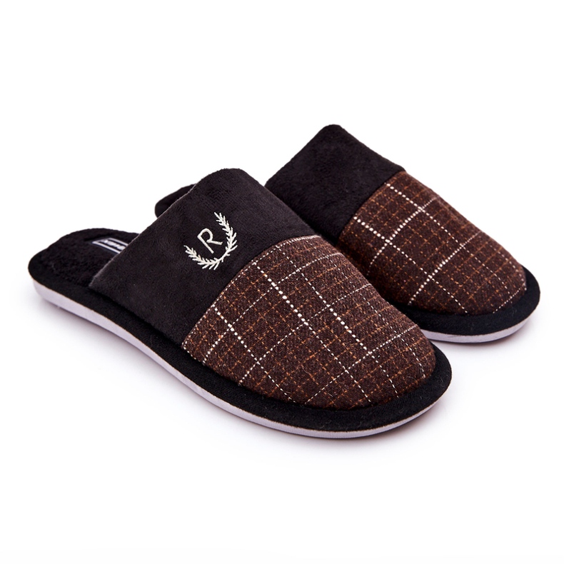 WJ1 Tople smeđe karirane papuče Blase smeđa