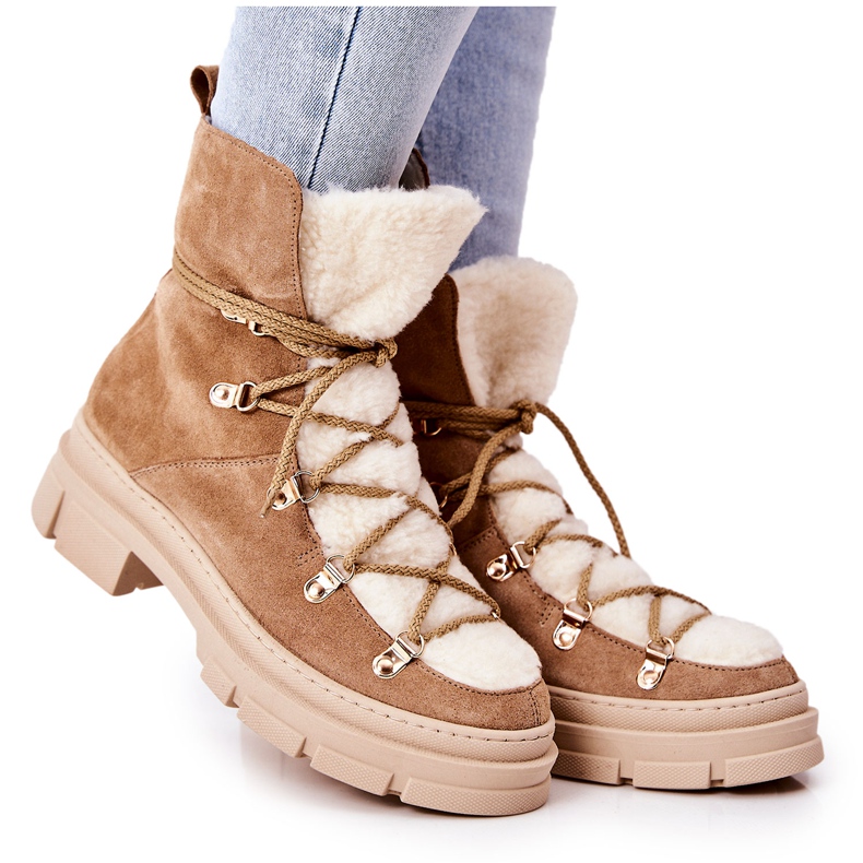 PF1 Tople čizme od antilopa Bež Trappers Mindago