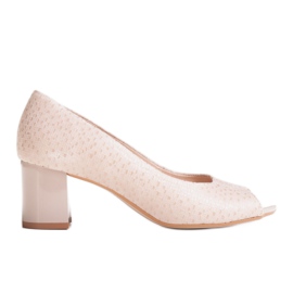 Marco Shoes Marco bež sandale sa stabilnom petom