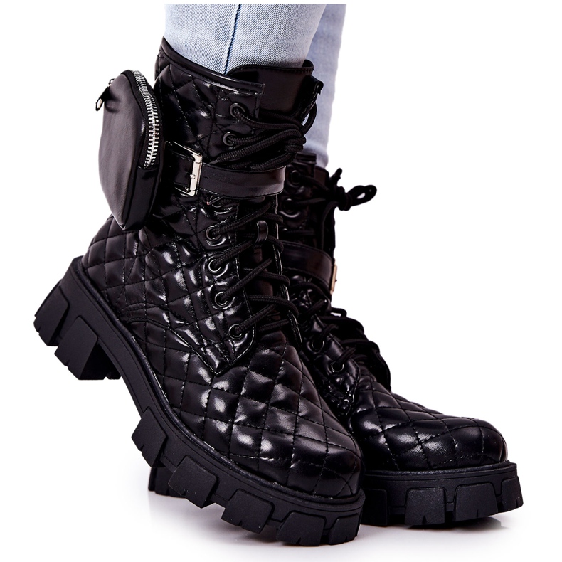 PG2 Prošivene crne Maureen čizme na stupu crno