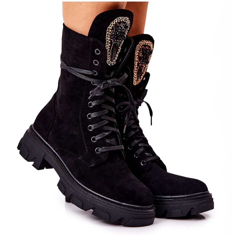 PL4 Crne antilop čizme s Elaina ukrasima crno