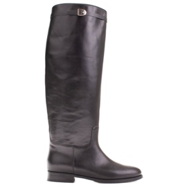 Marco Shoes Kožne čizme za široki tele crna