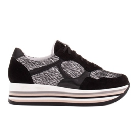 Marco Shoes Tenisice na debelom potplatu od prirodne kože bijela crna