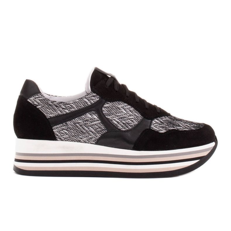 Marco Shoes Tenisice na debelom potplatu od prirodne kože bijela crno