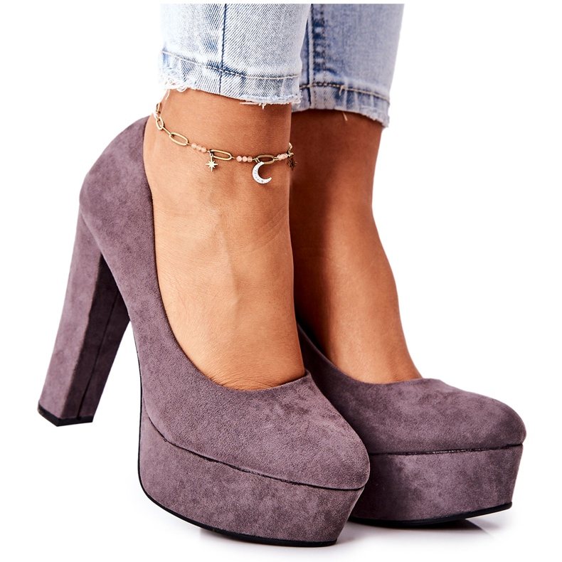 Suede pumpe na sivoj Bemiso platformi siva