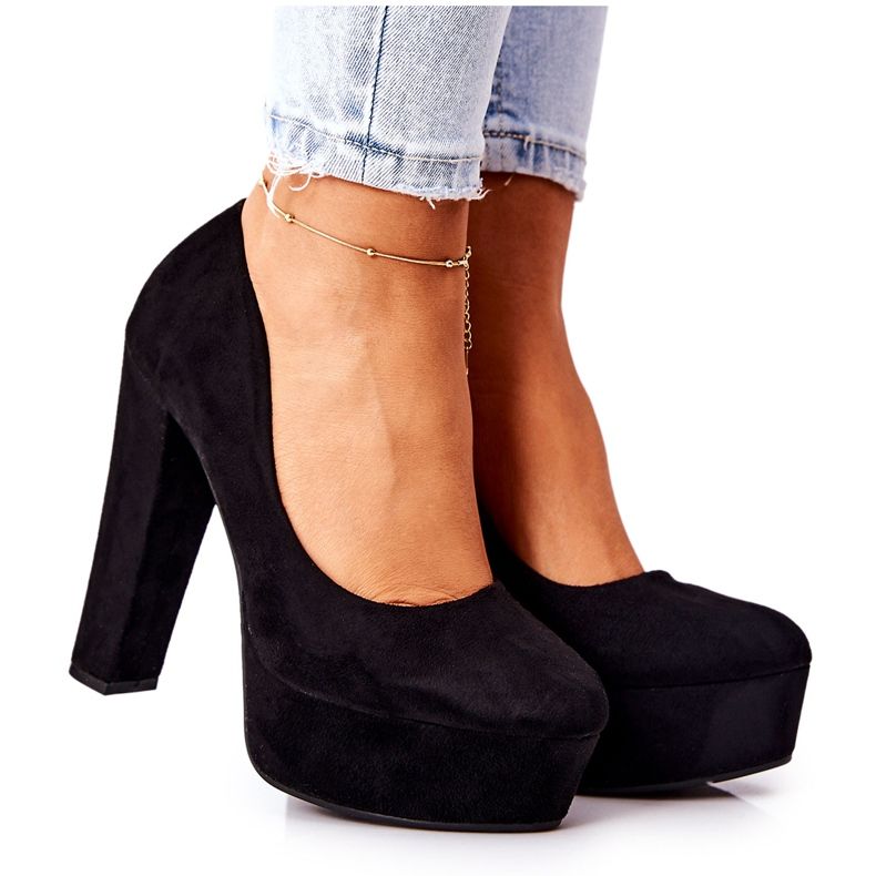 WS1 Suede pumpe na crnoj Bemiso platformi