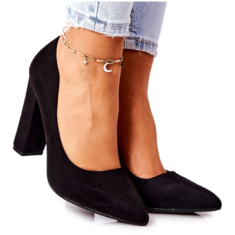 WS1 Suede pumpe na crnom Valoris baru