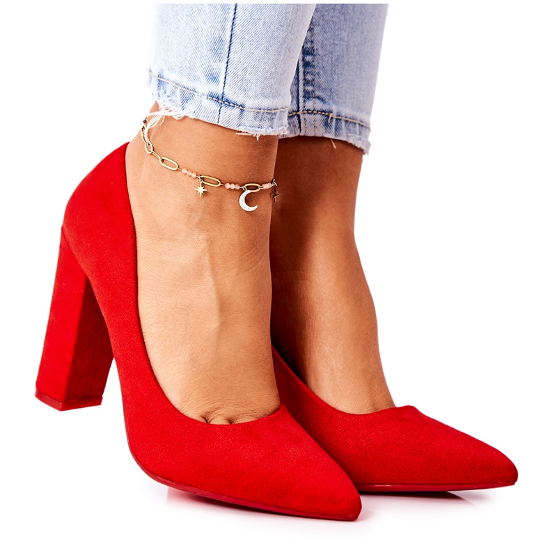 WS1 Suede pumpe na crvenom Valoris baru crvena