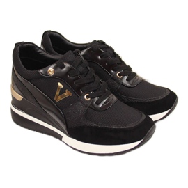 Tenisice na klin Potocki W WM747A crne crna zlatni