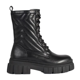 Traperi s prošivenim uzorkom crna