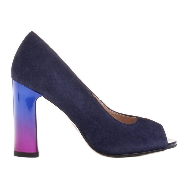 Marco Shoes 1100P tamnoplave pumpice s višebojnom petom mornarsko plava