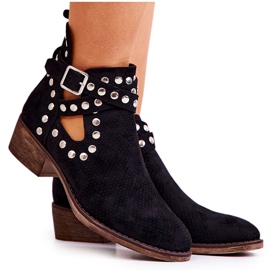 Crne Dakota ažurne čizme s rhinestones crna