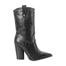 BM Crne kaubojske čizme s ukrašenim gornjim dijelom Bora crno