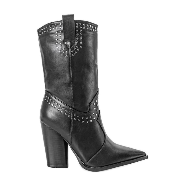 BM Crne kaubojske čizme s ukrašenim gornjim dijelom Bora crno