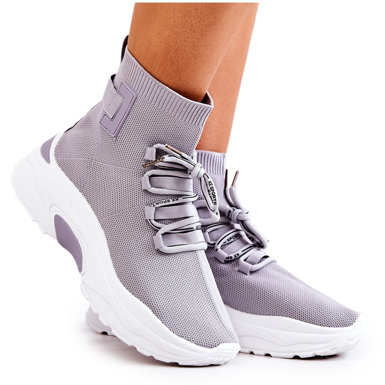 Ženske sportske čarape sive KeSports ljubičasta