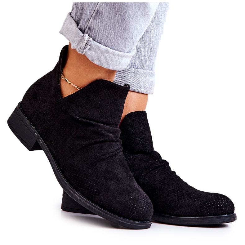 PS1 Ažurne naborane čizme Black Cynthia crno