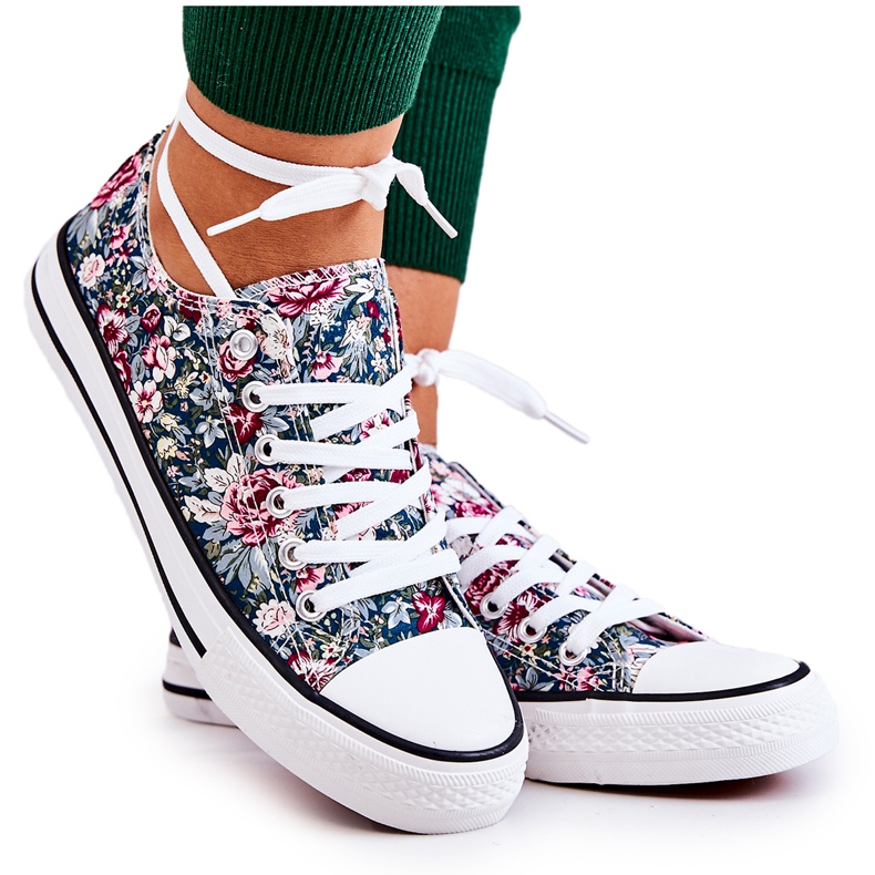 FS2 Niske tenisice sa zelenim cvjetovima Desiree zelena