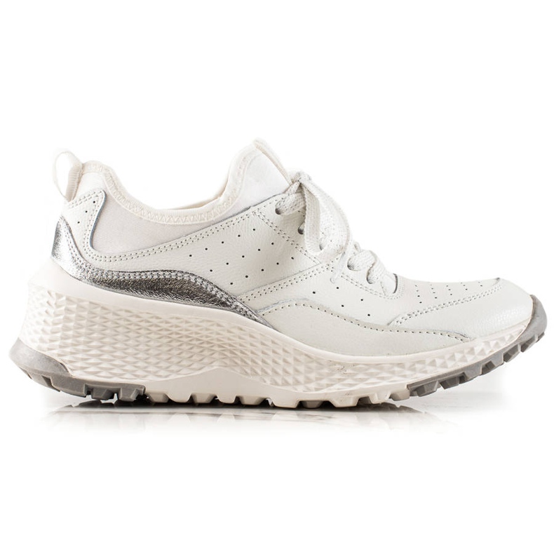 Goodin Elegantne kožne tenisice bijela srebro