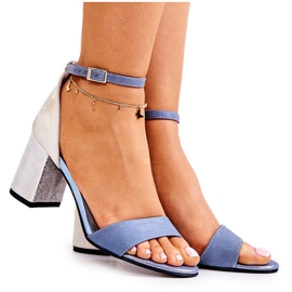 PA2 Kožne sandale na šanku izlizane plave Lorene plava srebro