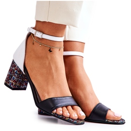 PA2 Kožne sandale na crno-bijelom Lorene baru bijela crna višebojan