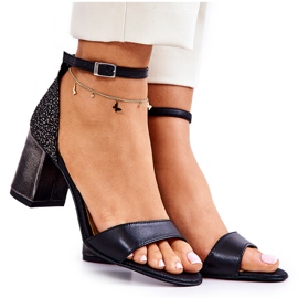 PA2 Kožne sandale na crnom Lorene baru crna