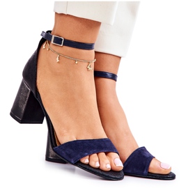 PA2 Kožne sandale na traci crne i tamnoplave Lorene crna tamnoplava