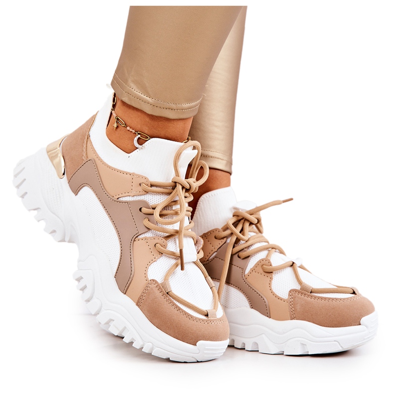 FS2 Sportske cipele Tenisice Čarape Bež i bijela Colleen