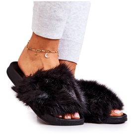 Papuče s krznom, gumeni crni Pollie crna