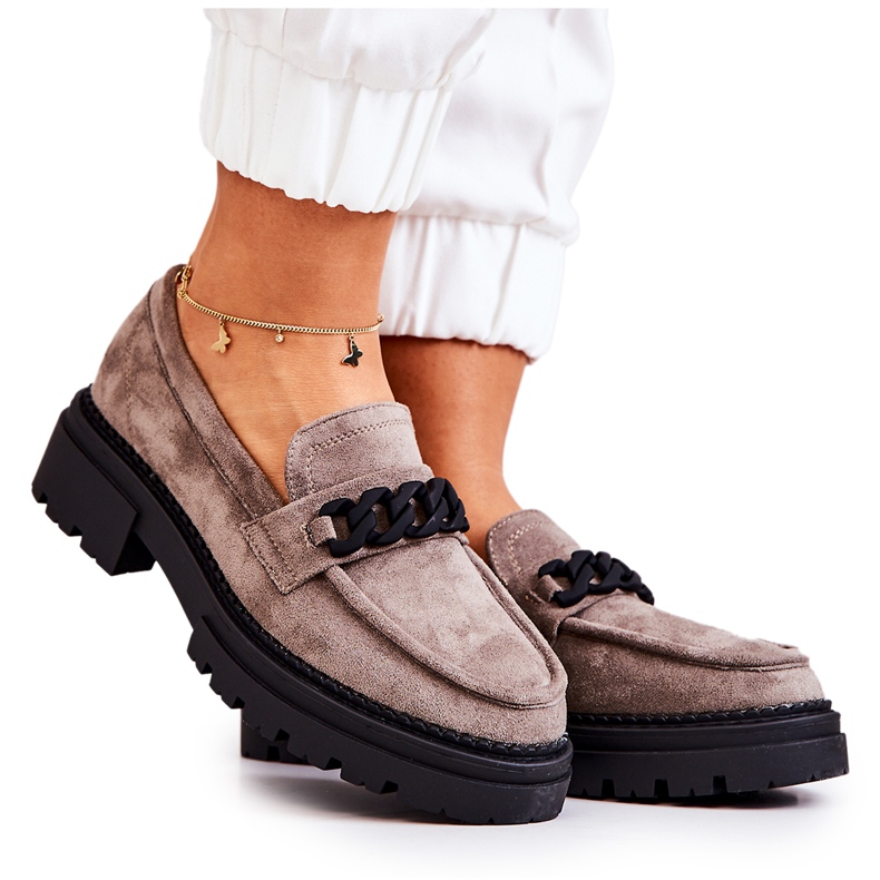 PL5 Mokasine od antilopa La.Fi Grey Sapphira bež siva