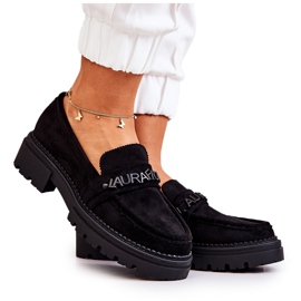 PL5 Suede Loafers Letters La.Fi Black Jenefer crna