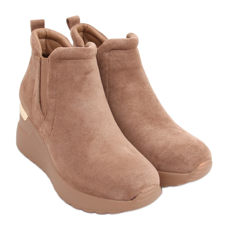 Florens kaki čizme na klin smeđa