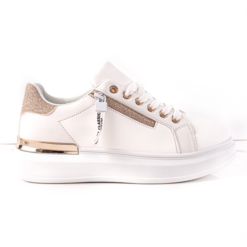 BUONAROTTI Bijele tenisice s ukrasnim patentnim zatvaračem bijela