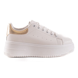 Fashion Modne tenisice na platformi bijela zlatni