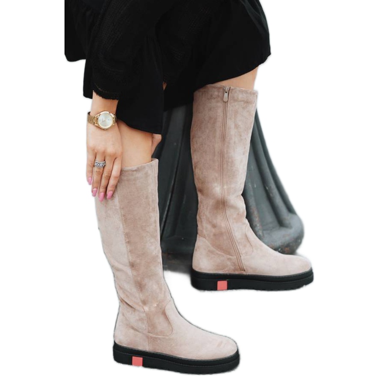 Bež čizme na prekrivenom Lea klin